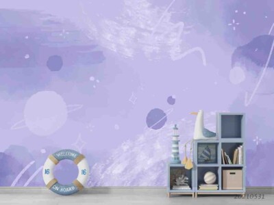 3D Planet Space Watercolor Self-adhesive Removable Wallpaper Murals 4