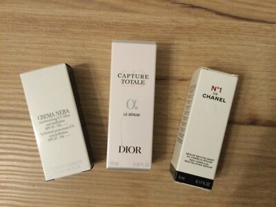 NEU DIOR Capture Totale LeSerum 10ml, Armani Crema Nera 5ml CHANEL N°1 Serum 5ml