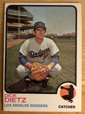 1973 Topps Dick Dietz Baseball Card #442 Dodgers Catcher Low-Grade