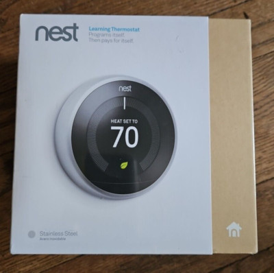 Google Nest T3007ES Learning Thermostat - Smart Wi-Fi-Stainless Steel New Sealed