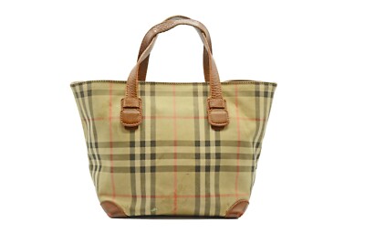 BURBERRYS Nova Check Canvas & Leather Mini Tote Hand Bag Purse