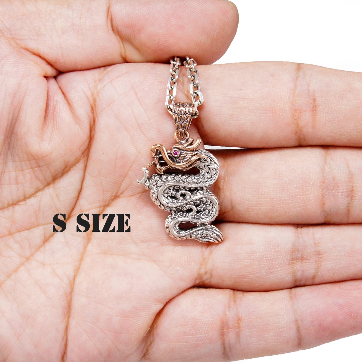 COPPER HEAD DRAGON 925 STERLING SILVER BIKER GOTHIC COPPER HEAD DRAGON 925 STERLING SILVER BIKER GOTHIC