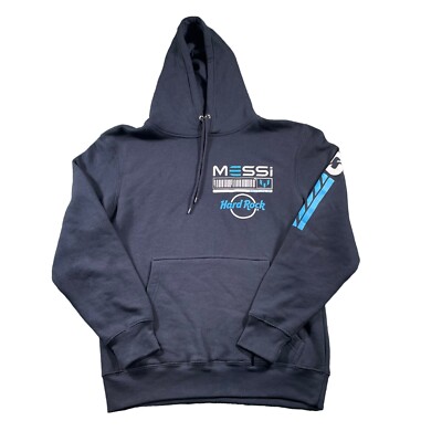 Hard Rock x Lionel Messi Live Greatness Navy Blue Hoodie Mens Sz Small Rare EUC