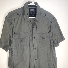Route 66 Distinctive Details Short Sleeve Button Up Shirt  XL Dark Gray applet