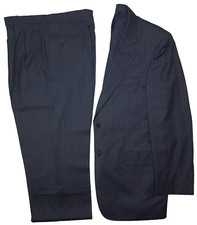 42L Jos A Bank Signature Gold Suit Gray Pinstriped Mens Size Wool 2 Button Lined