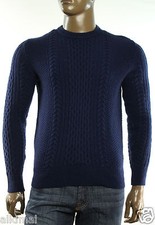 NEW TOMMY HILFIGER CREW NECK CABLE KNIT WOOL BLEND NAVY PULLOVER SWEATER XXL