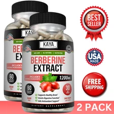 (2 Pack) Premium Berberine HCL 60ct Natural Healthy Cholesterol Glucose Support