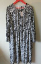 Capsule Dress Sz 18 Grey Black Leopard Chiffon Midi New