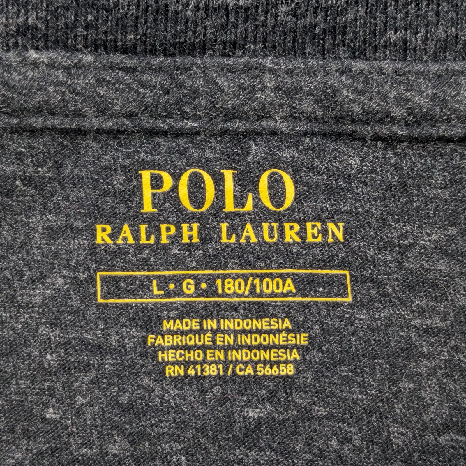 PONY Polo Ralph Lauren camicia uomo grande manica lunga grigia girocollo logo maglietta classica