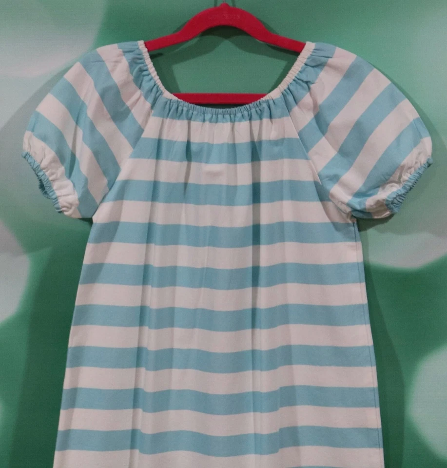 Vestido manga corta a rayas azul y blanco Lolly Wolly Doodle talla 10 para niñas Foto 2 de 3