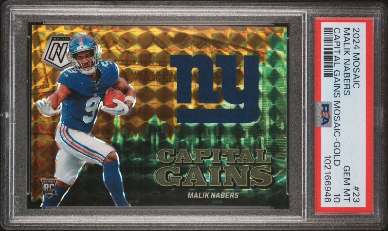 Malik Nabers Panini Mosaic Capital Gains #23 Gold