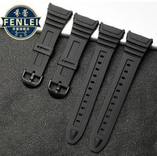 26 21mm Silicone Watch Band Bracelet Strap For Casio 3239 W-96H-1A 2A 9A Black