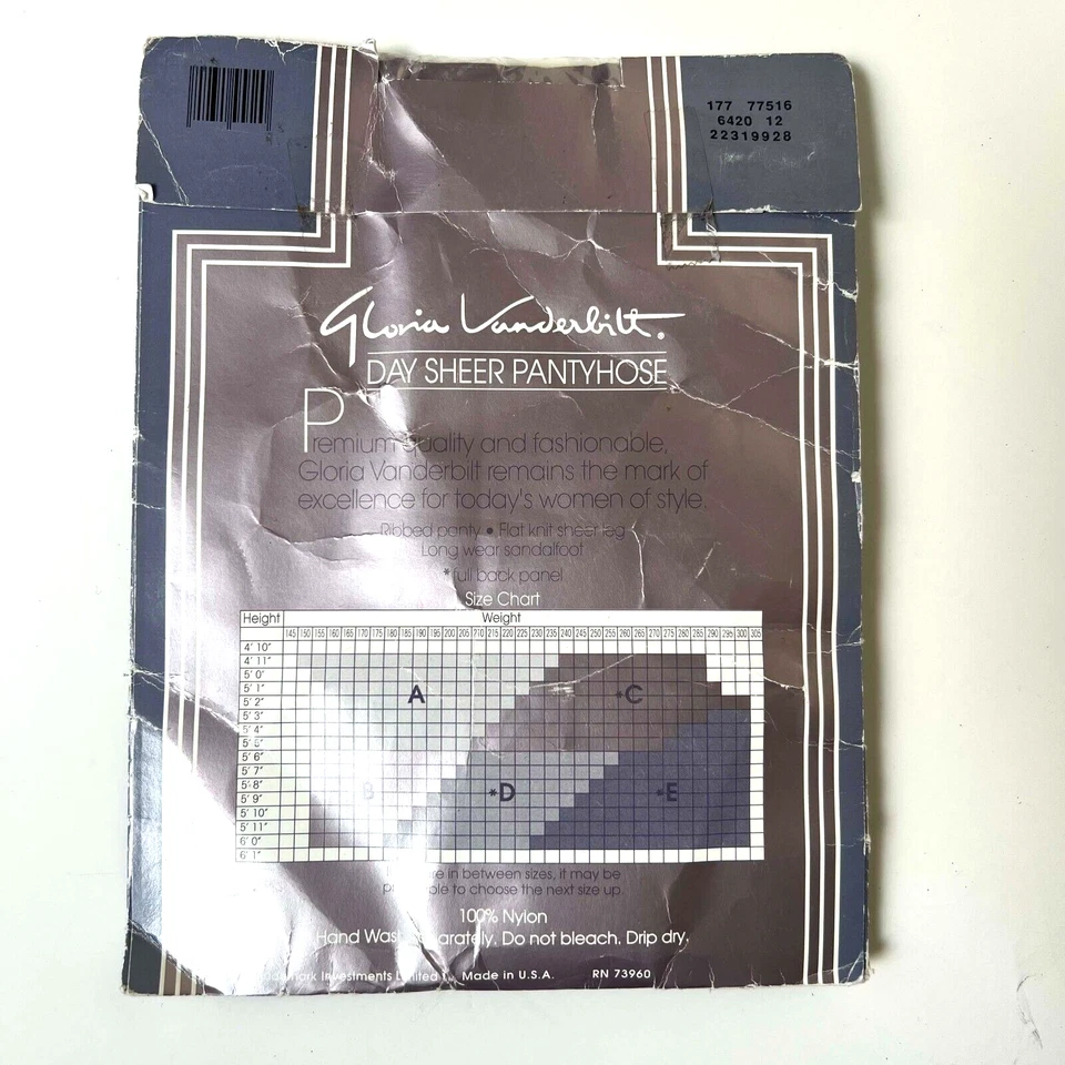 Pantimedias vintage Gloria Vanderbilt talla C sandalia blanca nailon Foto 2 de 4
