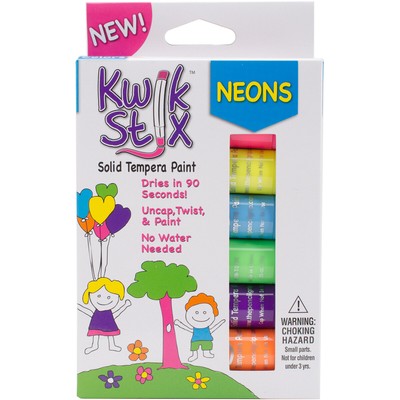 Kwik Stix Solid Tempera Paint Sticks 6/Pkg-Neon - 3 Pack