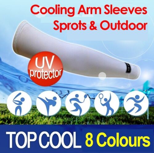 Cooling Warmer Sport Arm Stretch Sleeves Sun Block UV Protection Covers 1 Pair - Picture 1 of 15