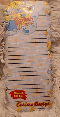 Curious George In Tub W Rubber Duckies Magnetic List Pad, New, 60 Sheets