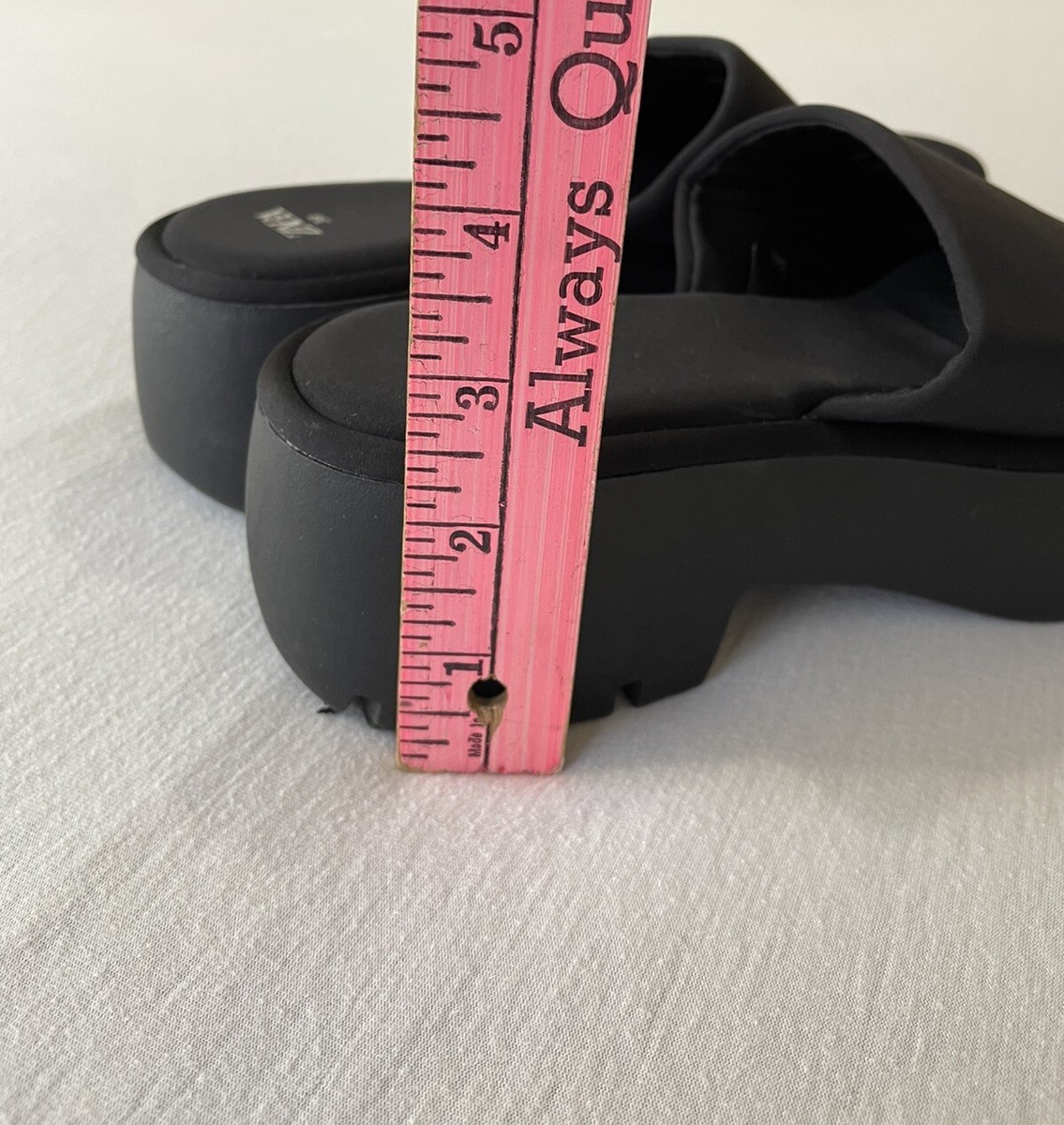 ZARA Women Chunky Lug Sole Neoprene Slides Sandals 90s Black SIZE
