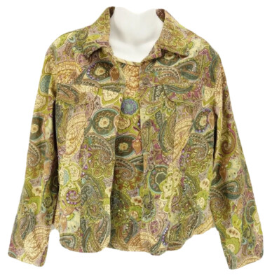 GAUDY COUTURE Jacket Paisley 100% Cotton 2 Piece Set: Top Large Jacket Medium