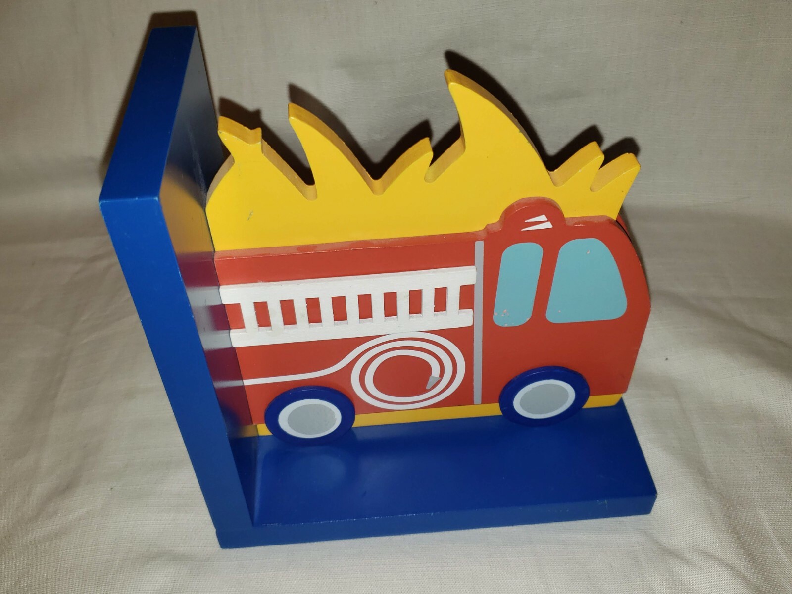 BeriWinkle Firetruck Wooden Book Ends Colorful Bookends Very Good