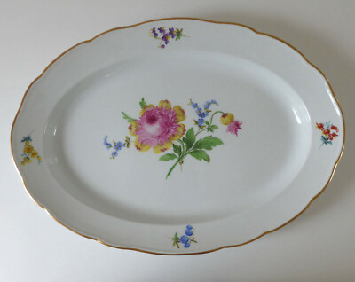 XXL Servierplatte 49 x 35 cm MEISSEN Goldrand Pfeifferzeit Schwertermarke