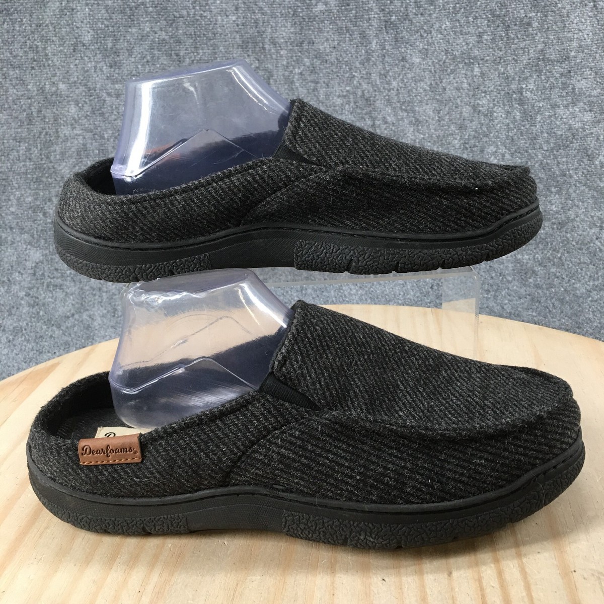 Dearfoams Slippers Mens 11 Mule Clogs Gray Fabric Moc Toe Breathable Comfort