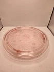 Jeanette Pink Depression Glass Vintage Cake Plate Sunflower 10” Footed 1930s