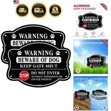 Beware of Dog Sign Keep Gate Shut Do Not Enter Sign - 2 Pack - 9.5 x 6.8 Inch...