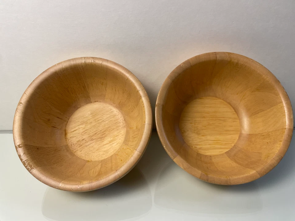 Four Pomerantz Light Wood Salad Bowls Made in Thailand - Image 4 of 4