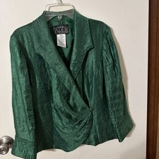 ALEX EVENINGS GREEN SHEEN JACKET MP
