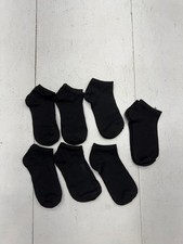 Shein 7 Pair Solid Black Basic No Show Ankle Socks Unisex Kids One Size