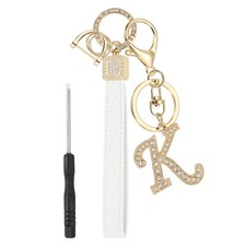 Leather Wristlet Keychain, Chic Letter K Keychains