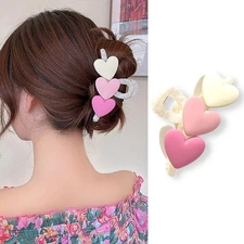 Valentine Heart Hair Styling Accessories Large Matte Pink Hair Claw Clips, Fr...
