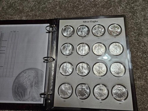 🌟 1986-2025 w/1996 American Eagle 1 oz Silver Dollar 41 Coin Set w/CAPS Album