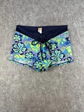 Y2K Junior Separates Malibu Dream Girl Swim Suit Shorts Size M Tropical Flower 