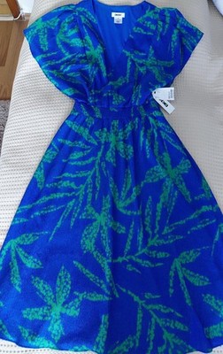 DKNY Damen Sommerkleid, Größe 40 royalblau-grün, Knielang