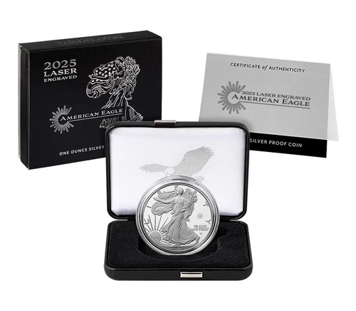 2025 Laser Engraved American Eagle One Ounce Silver Proof Coin 25EALE (UNOPENED)