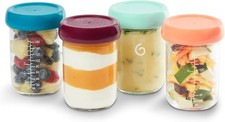 Baby Glass Food Jars, Set of 4 8oz Each BPA-Storage Containers, Leakproof