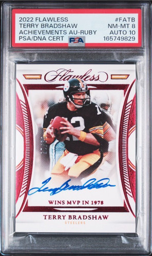 2022 Flawless Terry Bradshaw Achievements Auto Ruby PSA 8 Auto 10 #FATB