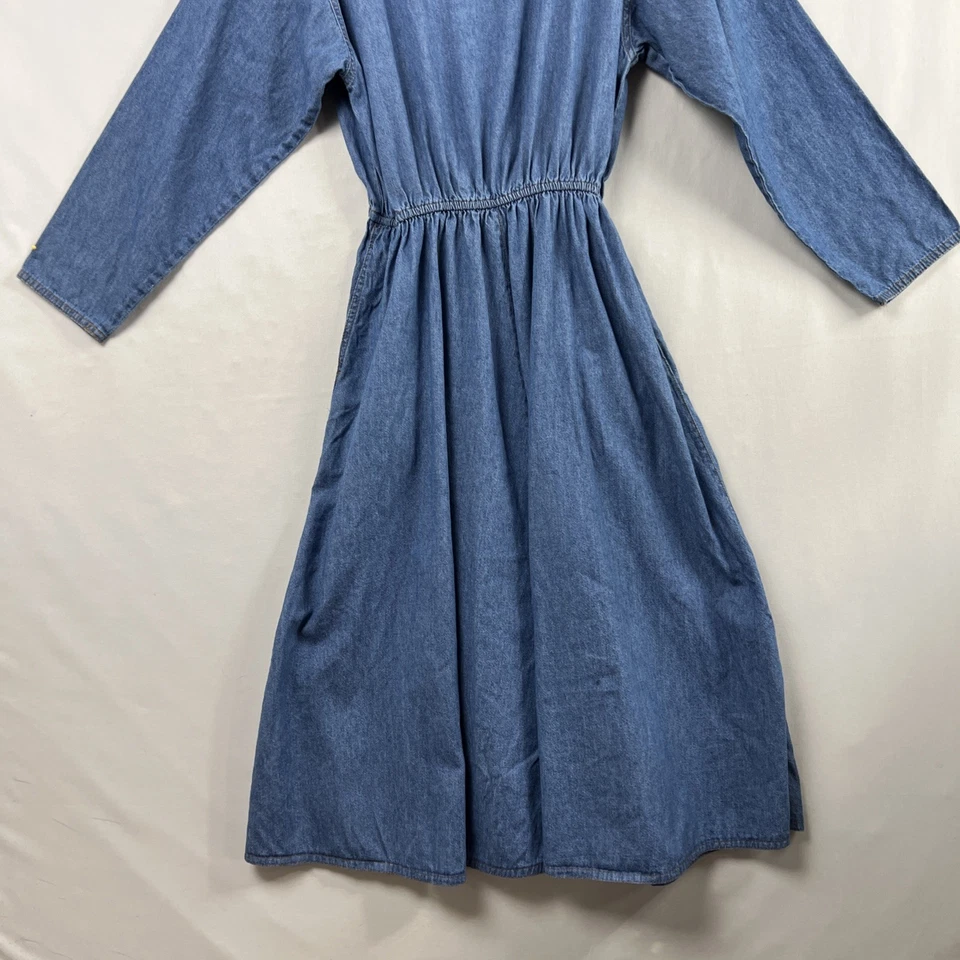 Coldwater Creek Denim Dress Petite Small Midi Fit & Flare 100% Cotton Cowgirl - Image 2 of 4