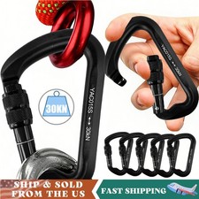 1-5 PCS Screw Locking Climbing Carabiner 30KN Aluminum D-Shape Clips Twist Lock