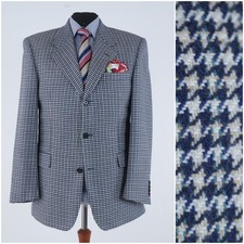 Mens HUGO BOSS Knitted Sport Coat 44R US Size Blue Wool Cashmere Blazer Jacket