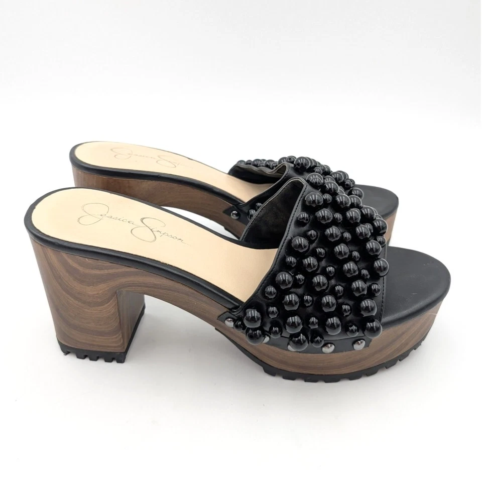 Sandalia Jessica Simpson Telina Plataforma Deslizable Para Mujer Negra Talla US10M EU42 Foto 4 de 4