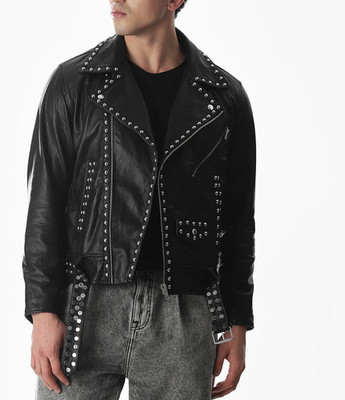 Leather Jacket Men's Classic Biker Motorcycle Bomber Men Racer Soft Zip Black 39
