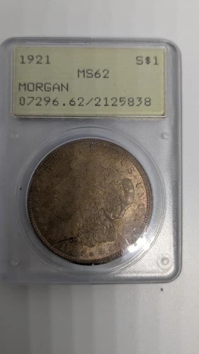 1921  PCGS MS 62 Morgan Silver Dollars OGH Uncirculated Rattler Holder (D)