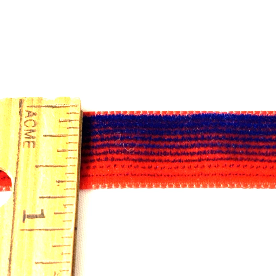Harmony Velvet Ribbon Polyamid Polyester  5/8" Red Blue Stripes 8 yds - Image 2 of 4