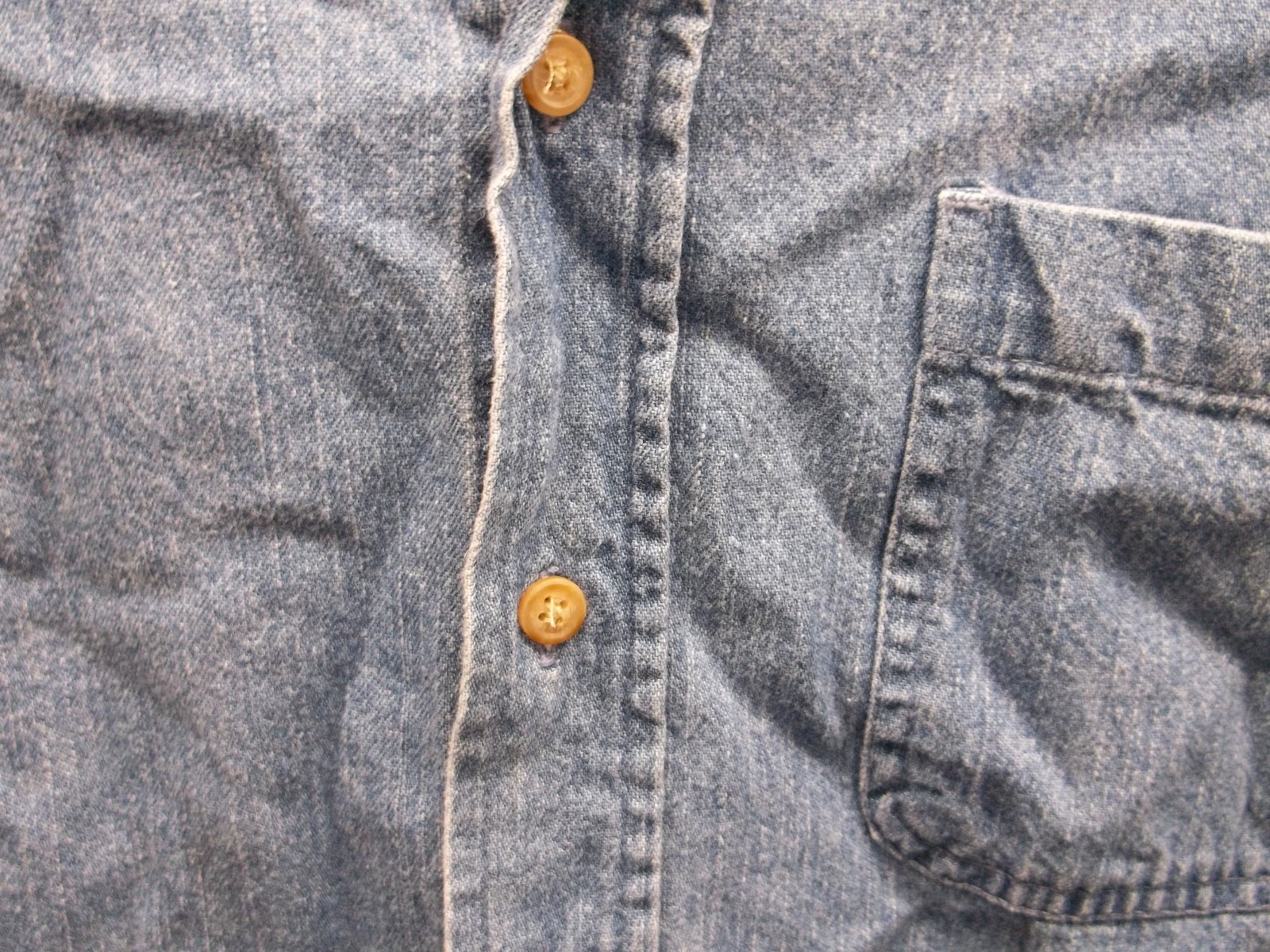 Men's Consensus Medium Solid Blue Denim Shirt LS … - image 5
