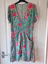 Spell & the Gypsy Rare Vintage Babushka Turquoise Mini Dress XS 8 10
