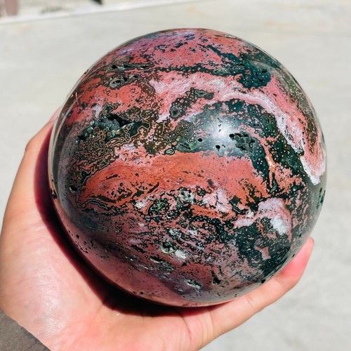 Grande sfera geode grezza drusa diaspro oceanico naturale 5,35 libbre cristallo guarigione - Foto 7 di 9
