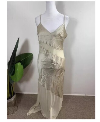 french connection inu satin dress French Connection Womens Inu Satin Mesh Strappy Dress, Size 8