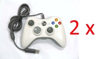 2 X Old Skool Wired Xbox 360 & Pc Dual Analog Rumble Controllers - White 2 X Old Skool Wired Xbox 360 & Pc Dual Analog Rumble Controllers - White